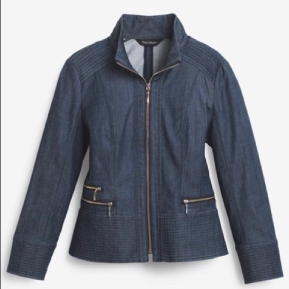 White House Black Market Front Zip Denim Jacket